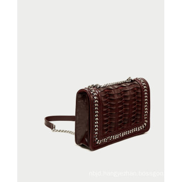 Crossbody Bag with Leather and Chain Strap